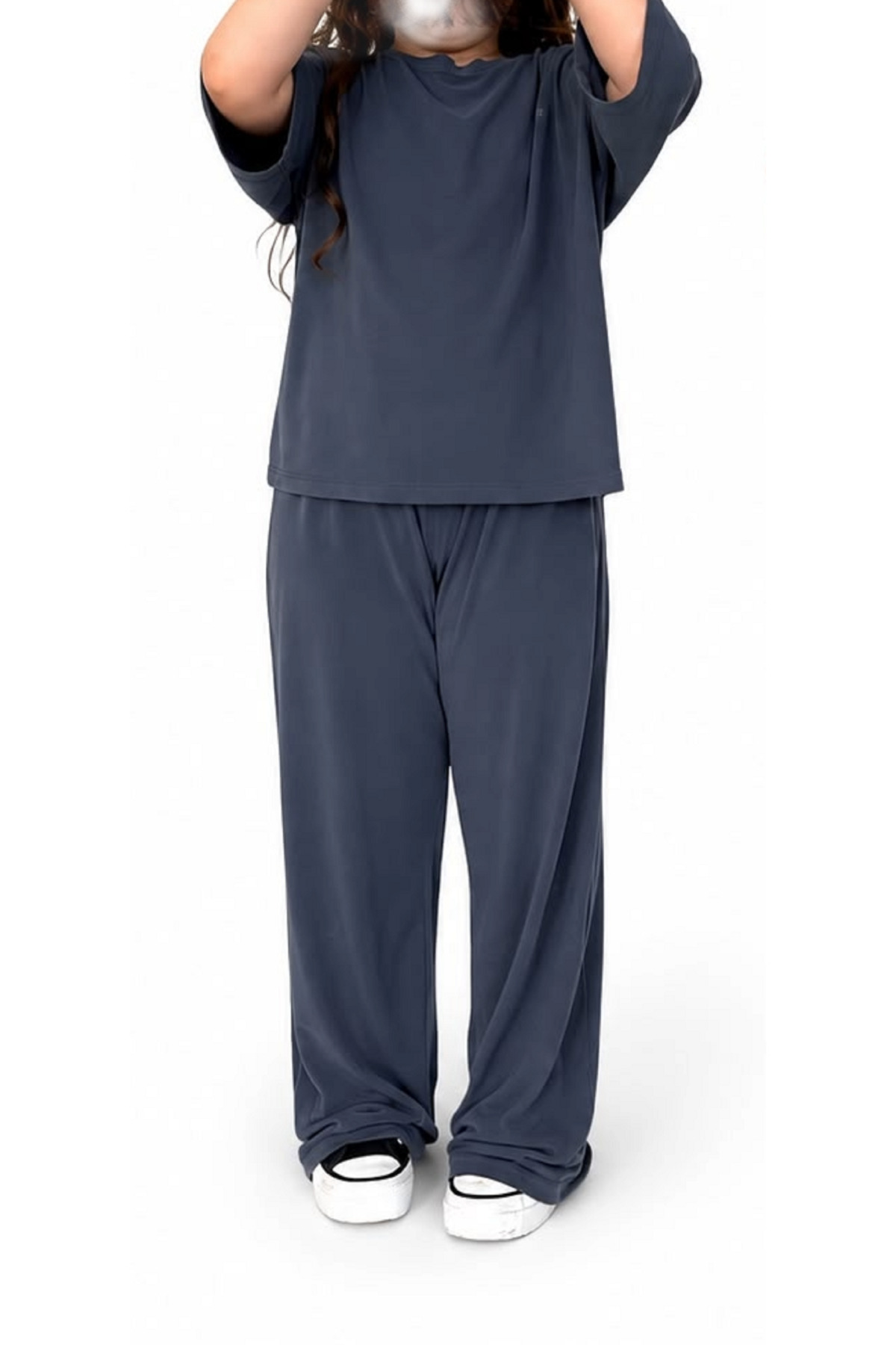 Kız Çocuk Premium Oversize Salaş İkili Takım - Füme